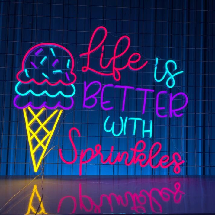 Life Is Better With Sprinkles Led Neon Sign Ice Cream Led Light Cream Coffee Deco