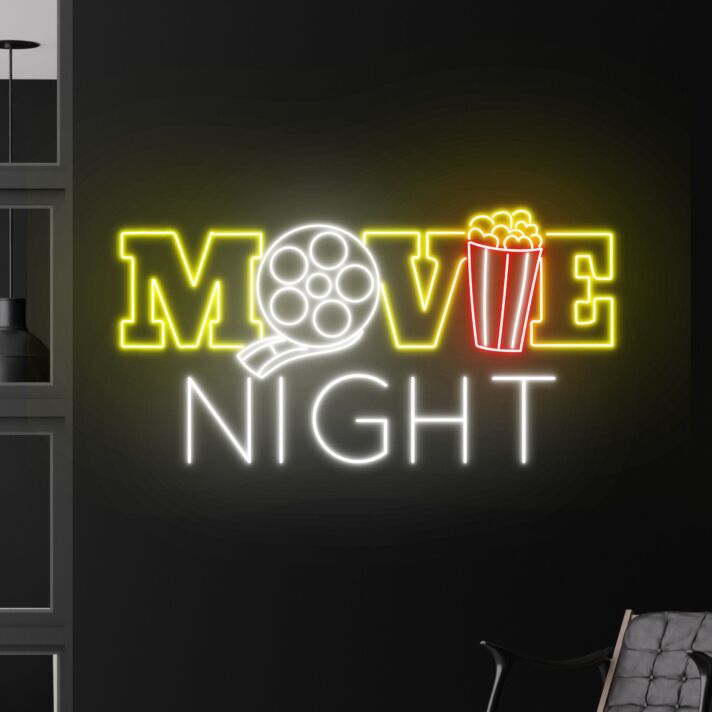 Movie Night Led Neon Sign Theater Movie Led Wall Decor
