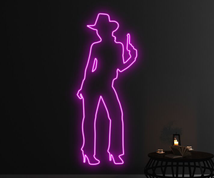 Naked Cowgirl With Gun Led Neon Sign Bar Decor