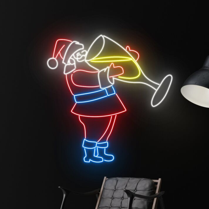 Santa Drinking Champagne Santa Claus Led Sign Santa Christmas Neon Light Christmas Decor