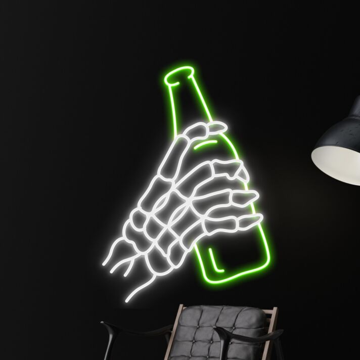 Skeleton Drinking Beer Led Neon Sign
