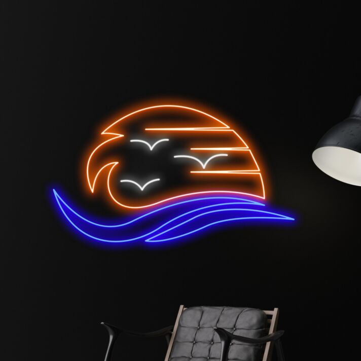 Sunrise Led Neon Sign Sea With The Sun Led Sign Summer Beach Lover Neon Light