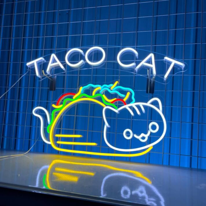 Taco Cat Neon Light Mexican Tacos Restaurant Led Neon Sign