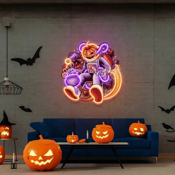 Astronaut Pumpkin Uv Light Stellar Neon Art And Installation