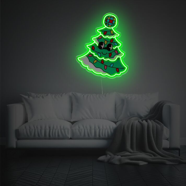 Christmas Tree With Decoration LED Neon Acrylic Artwork