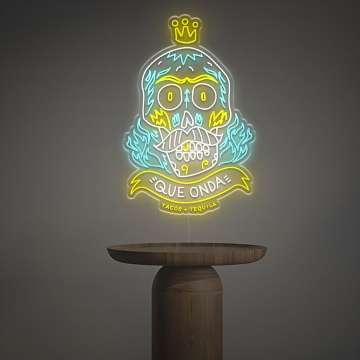 Que Onda Tacos Tequila LED Neon Sign