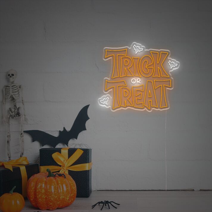 Trick Or Treat With Bats LED Neon Sign