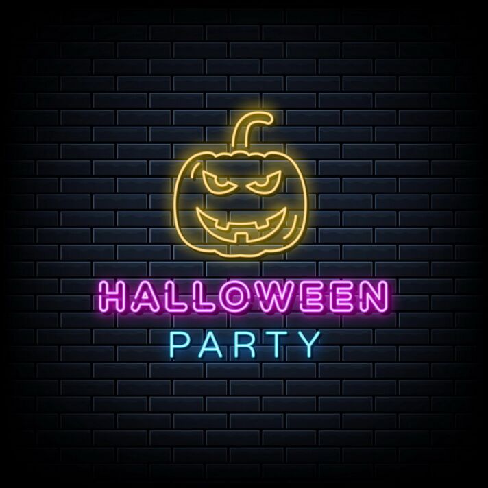Halloween Party Neon Sign with Pumpkin