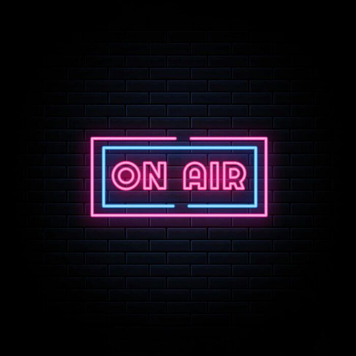 Led On Air Neon Sign Hung On Brick Background