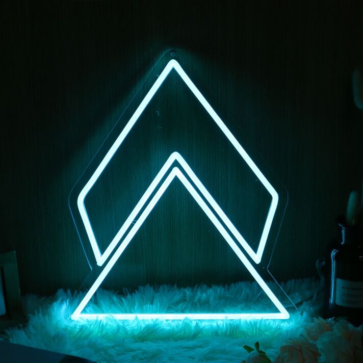 Geometric Triangle Blue Neon Sign