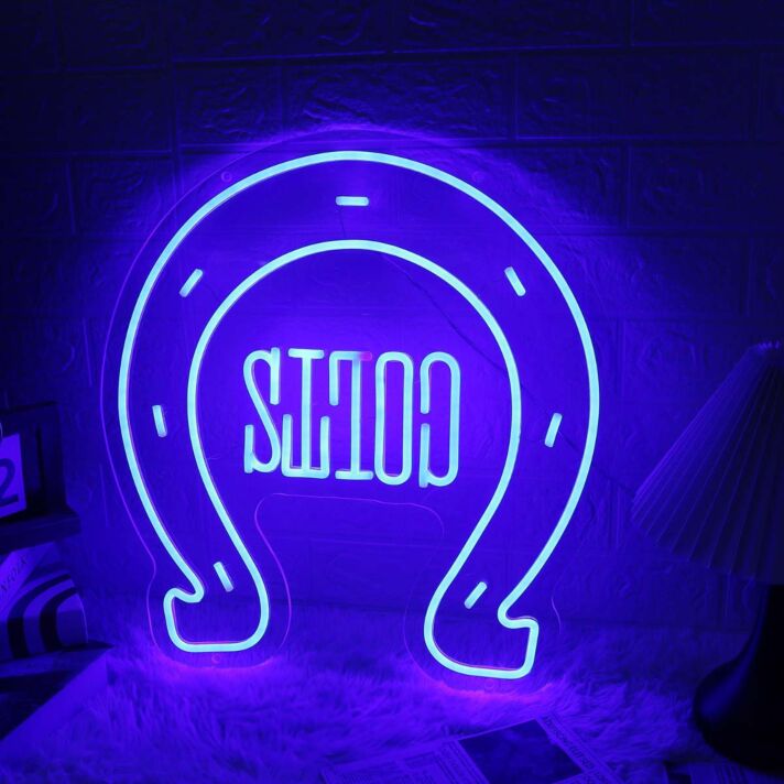 Horseshoe Blue Neon Sign