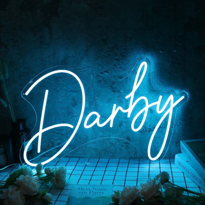 Darby Blue Name Neon Sign