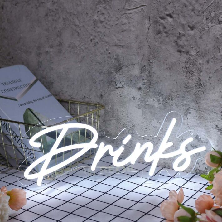 Drinks White Neon Sign