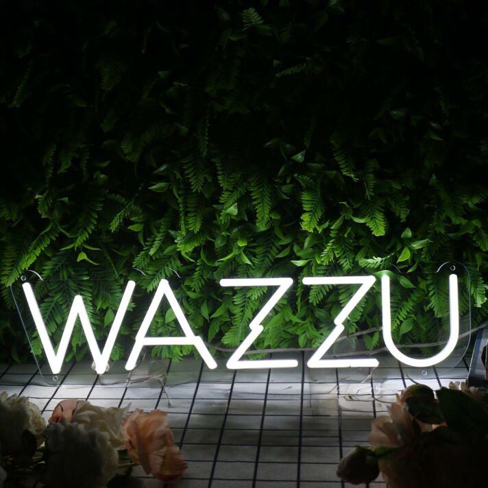 WAZZU White Neon Sign