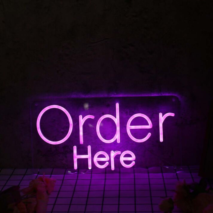 Order Here Purple Neon Sign