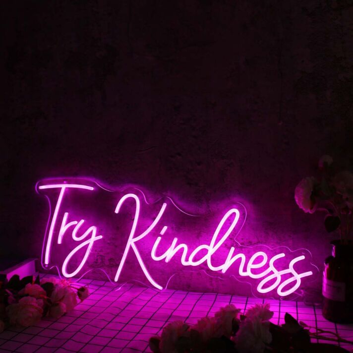 Try Kindness Purple Neon Sign