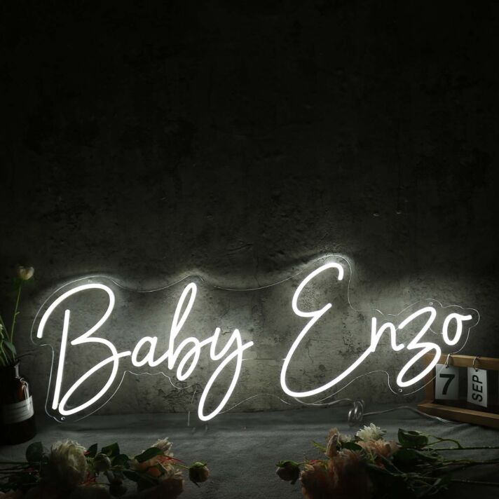 Baby Enzo White Neon Sign