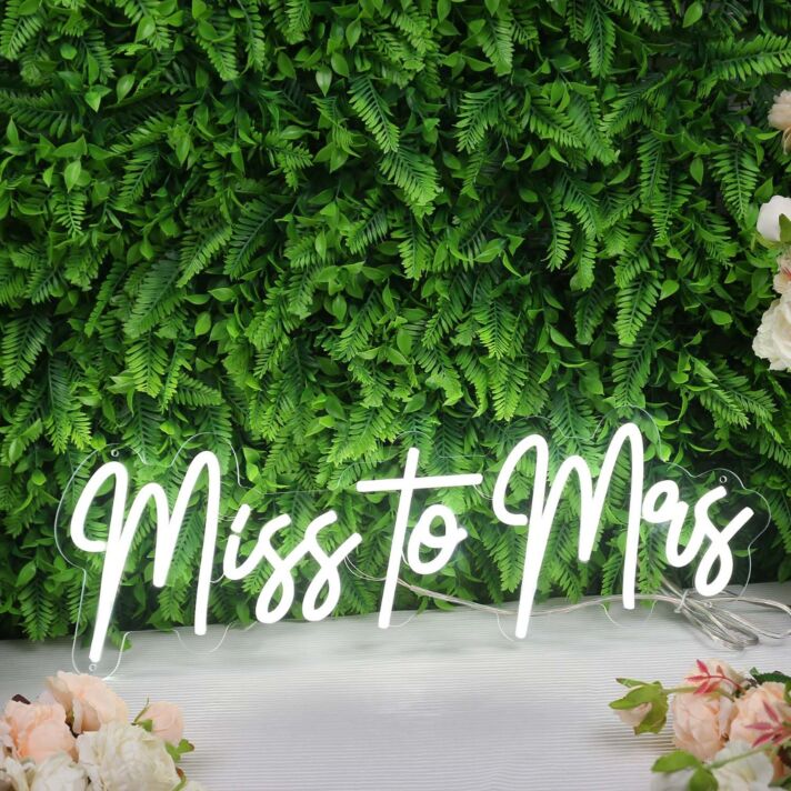 Miss to Mrs White Neon Sign