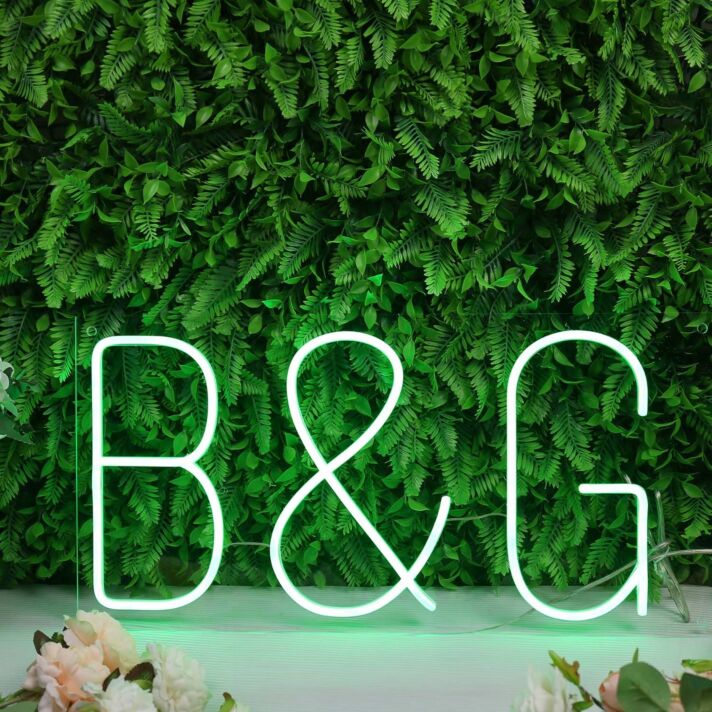 B And G Green Neon Sign
