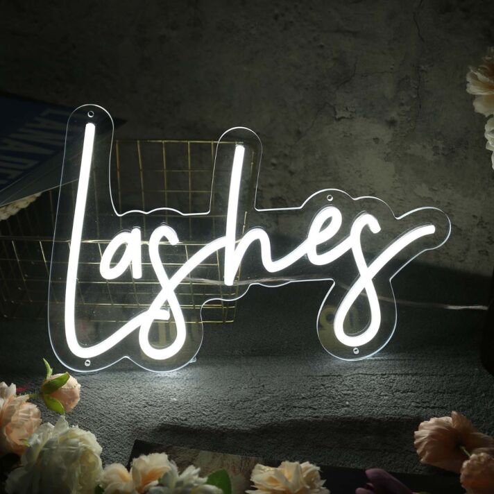 Lashes White LED Neon Sign