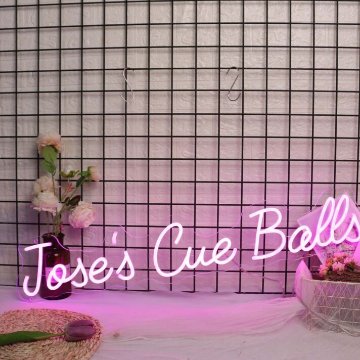 Joses Cue Balls Purple Neon Sign