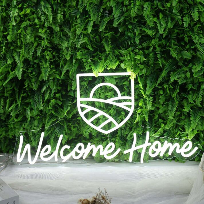 Welcome Home White LED Neon Sign