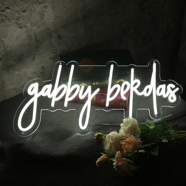 Gabby Bekdas White Neon Sign