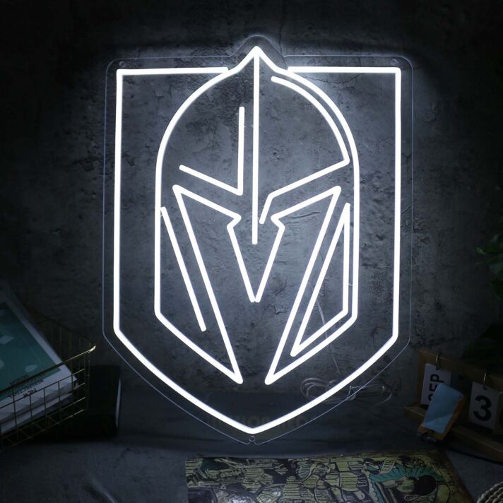 Knight Helmet White Neon Sign