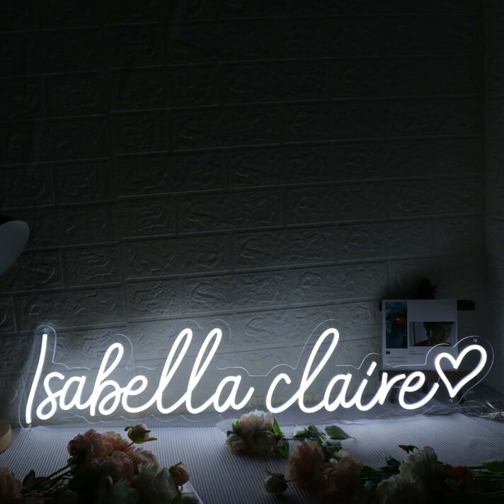 Isabella Claire White Neon Sign
