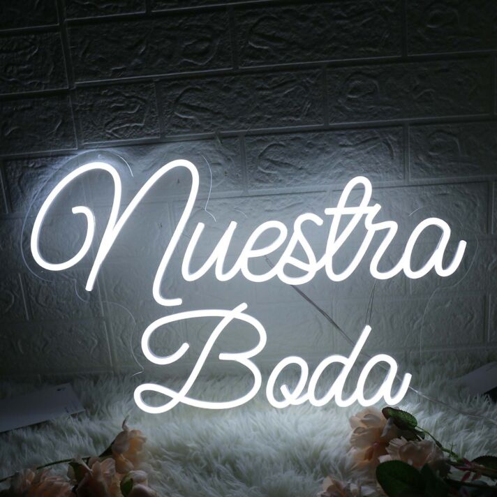Nuestra Boda White Neon Sign