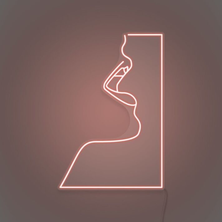 Woman Face Neon Portrait of Elegance and Mystery