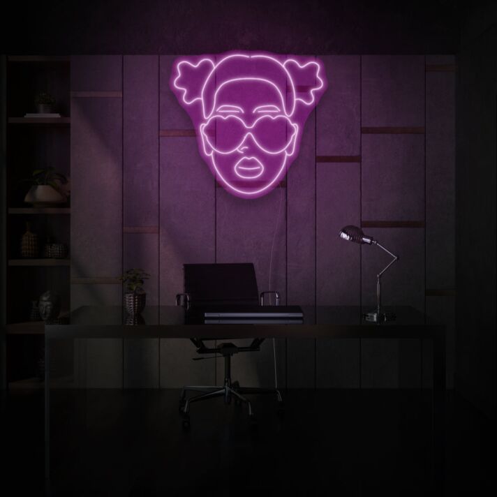 Girl with Heart Glasses Neon Love at First Sight