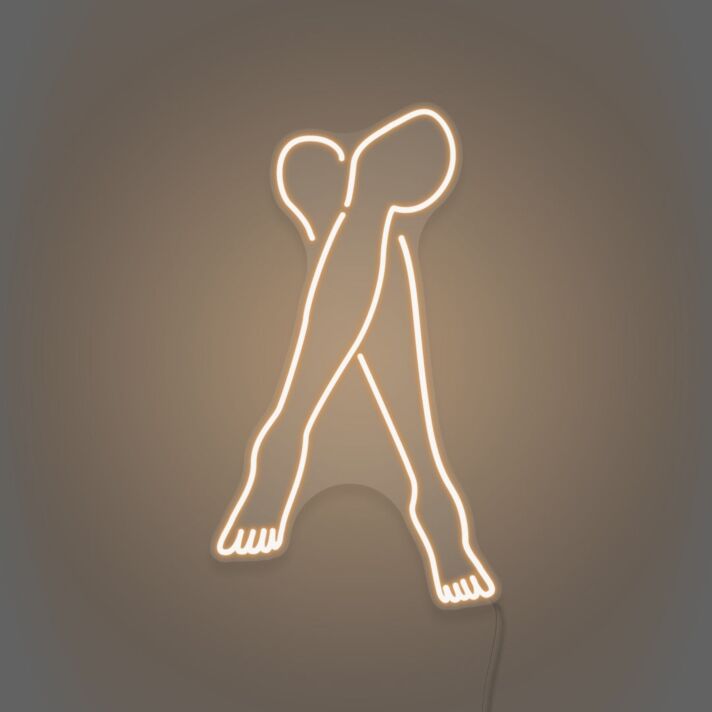 Crossed Legs Neon Elegant and Relaxed Posture