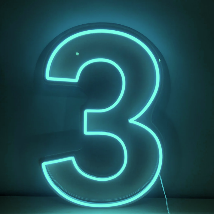 Number 3 LED Neon Sign