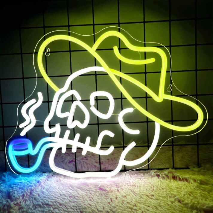 Cool Smoking Skull  Neon Sign