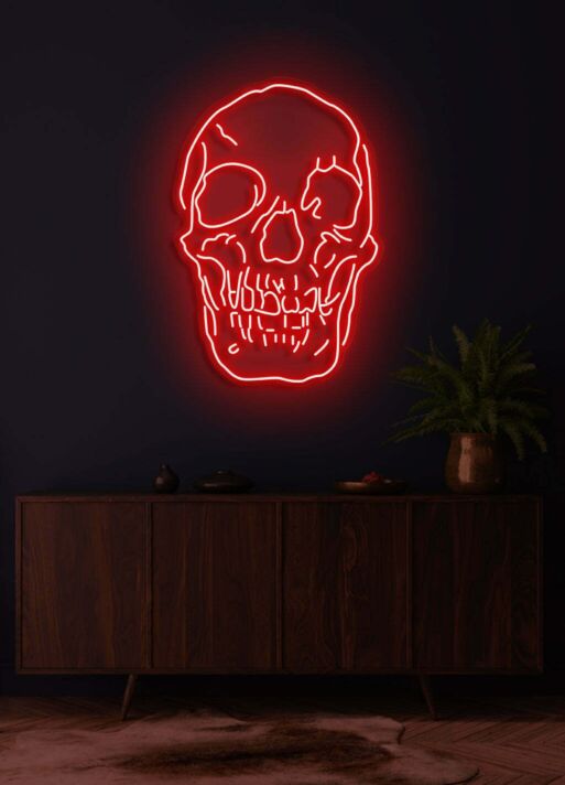 Skull Neon Skilt Edgy Neon Art for a Bold Statement