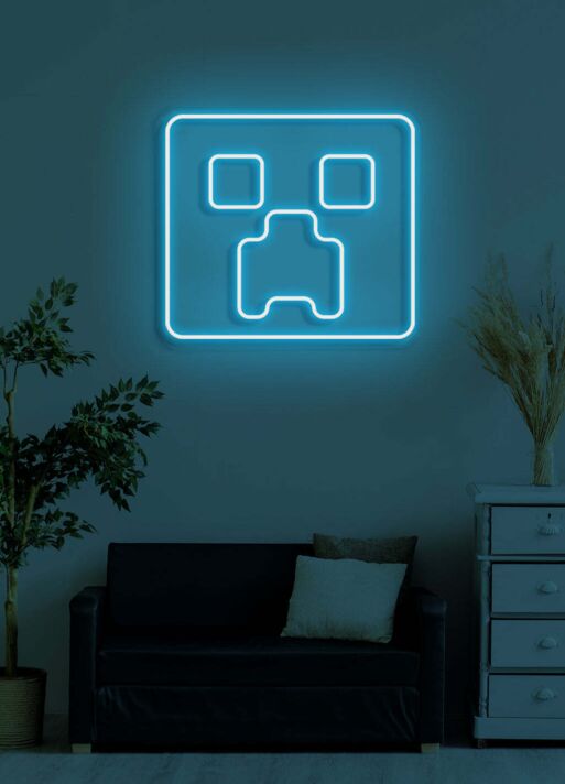 Square face Neon Abstract Artistic Piece, Adding a Contemporary Touch