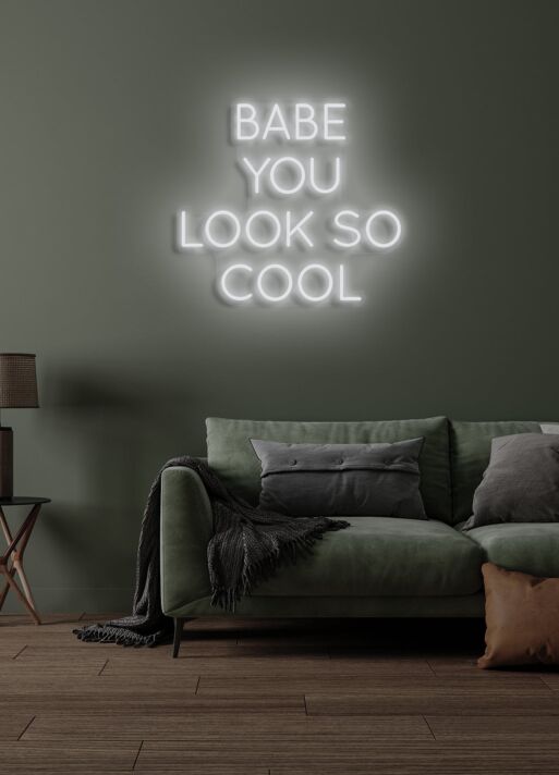 Babe, you look so cool Neon Flattering Compliment in a Stylish Setting