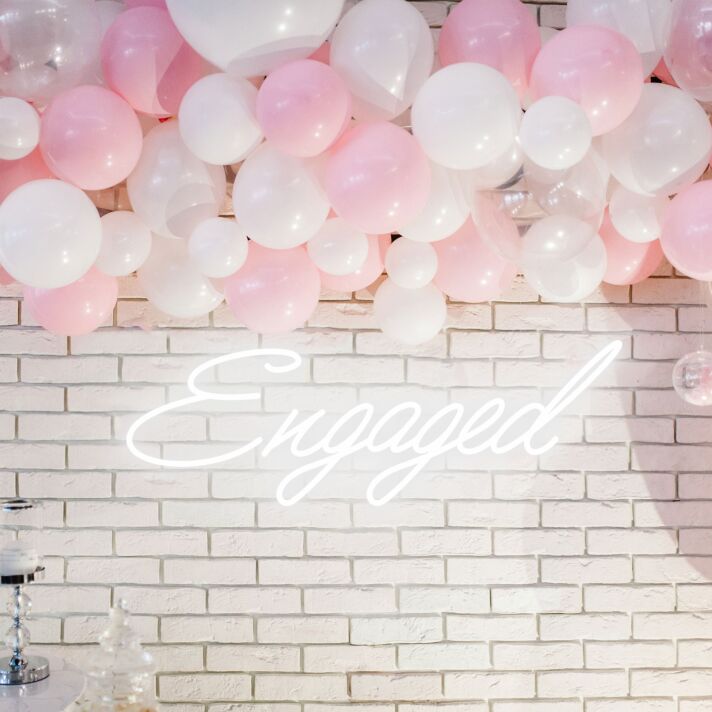 Engaged Neon Illumination Celebrating Love