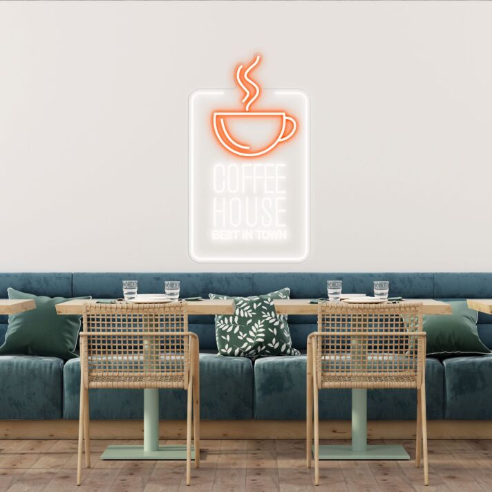 Customize Coffee House Best In Town Promote Your Cafe with Stylish Neon