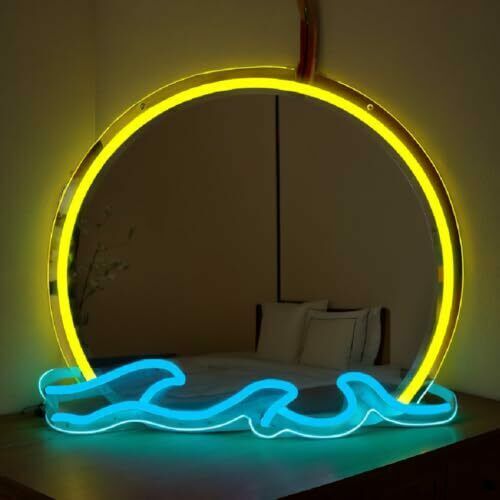 Sunset Wave Glow Neon Mirror Sign