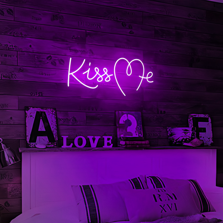 Kiss Me Neon Art Sign Add a Touch of Romance to Your Space