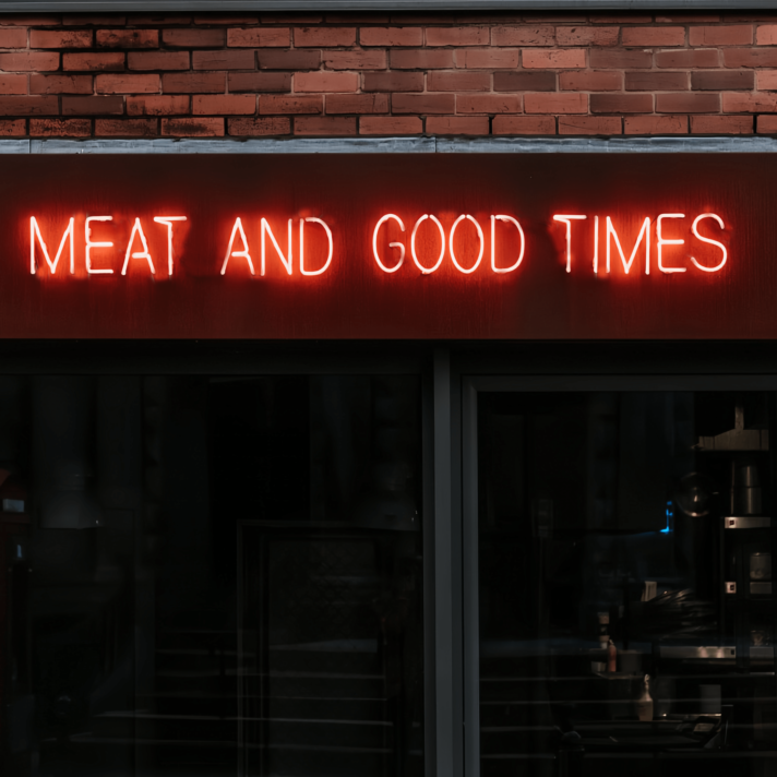 Grill Master's Delight: Meat and Good Times Neon Art to Elevate Your BBQ Experience