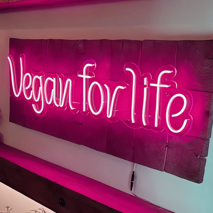 Vegan For Life: Illuminate Your Compassionate Lifestyle with Neon Brilliance