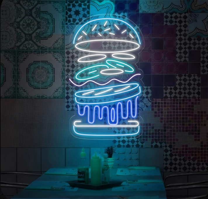 Burger: Light Up Your Space with Neon Flavor