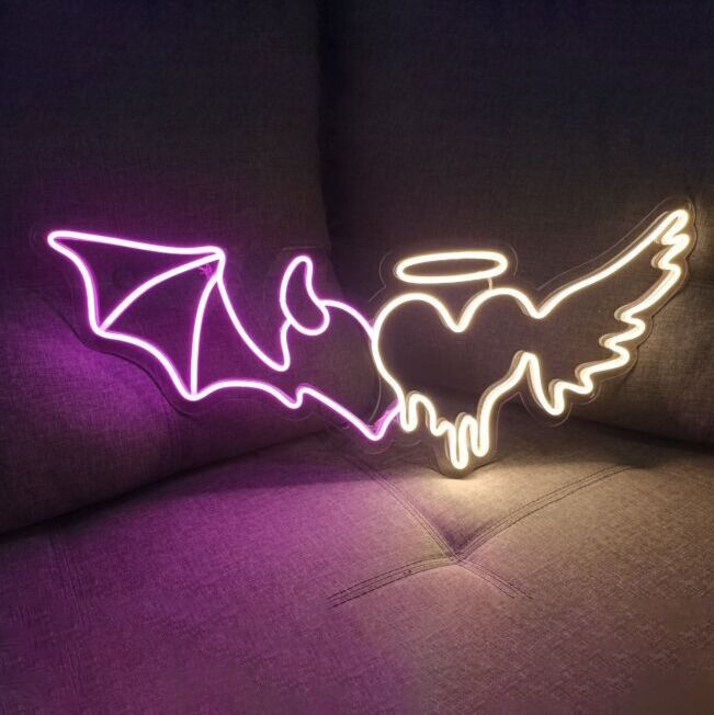 'Wings with heart' neon sign