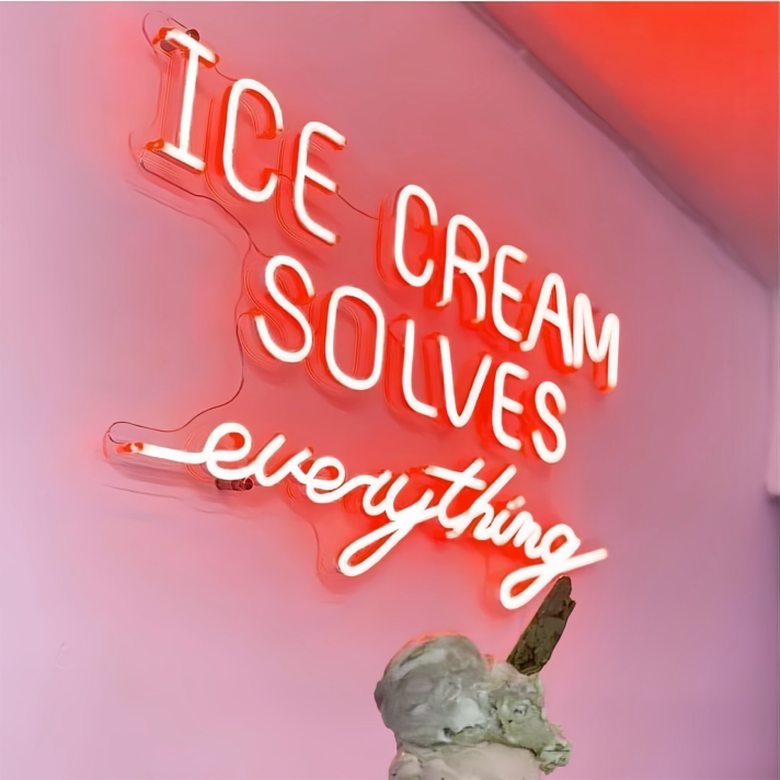 Summer Bliss Ice Cream Solves Everything Neon Sign