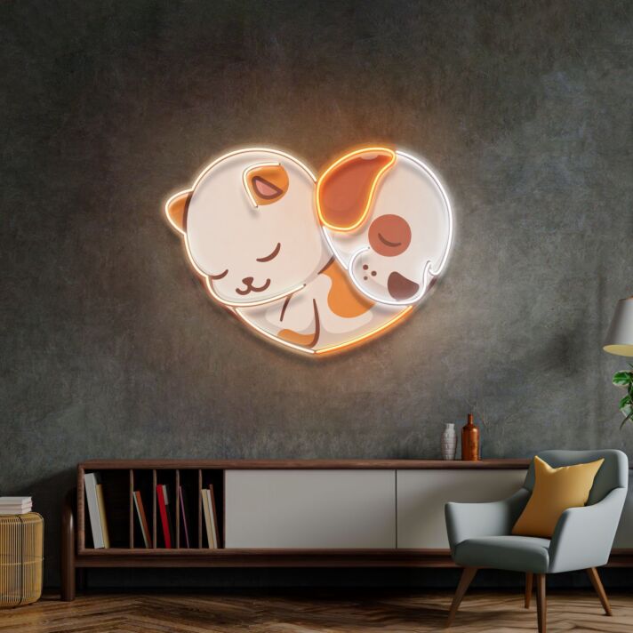 Catdog Friendship Led Neon Sign Light Pop Art