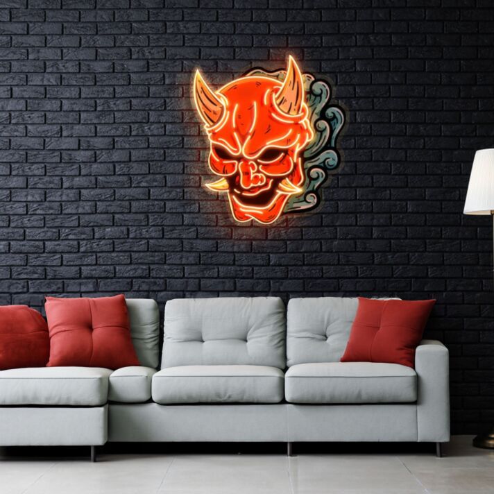 Hannya Mask Neon X Acrylic Artwork