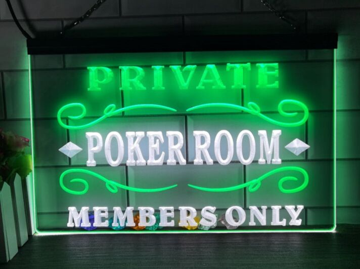 Private Poker Room Two Tone Hanging Neon Sign